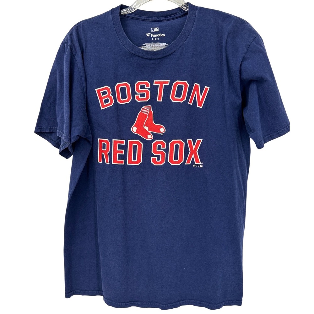 Fanatics Boston Red Sox MLB Graphic T-Shirt Mens Large Navy Blue Cotton Tee